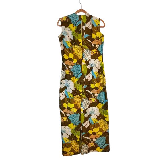 Vintage Mod Full Length Maxi Dress Sleeveless Handmade Back Slit Back Zip Fitted - Picture 10 of 12